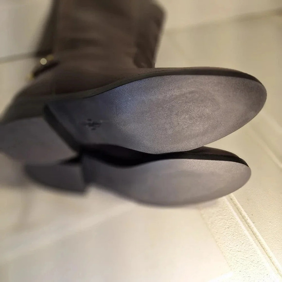 Cole Haan Adler Grey Riding Boot Leather/Suede With Gold Accent Buckle 6 1/2 - Picture 6 of 13